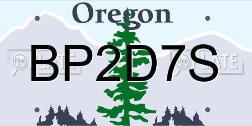 BP2D7S Oregon License Plate