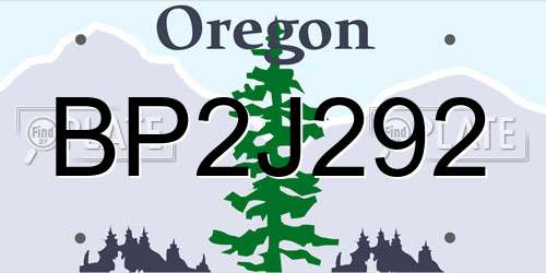 BP2J292 Oregon License Plate