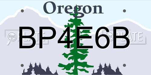 BP4E6B Oregon License Plate