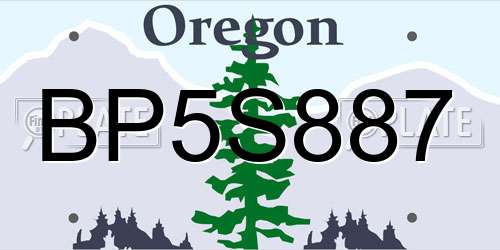 BP5S887 Oregon License Plate