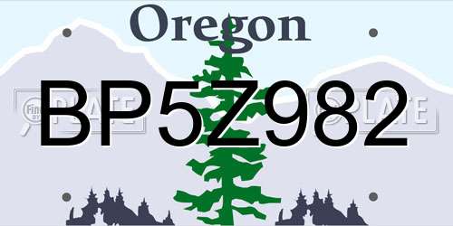 BP5Z982 Oregon License Plate
