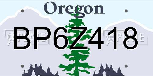 BP6Z418 Oregon License Plate