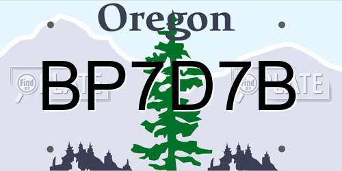 BP7D7B Oregon License Plate