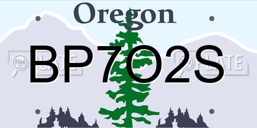 BP7O2S Oregon License Plate