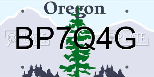 BP7Q4G Oregon License Plate