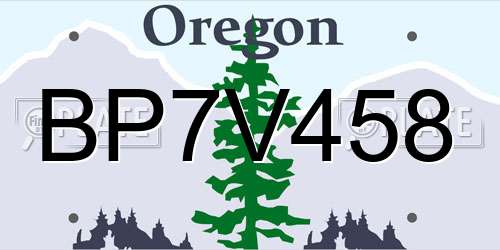 BP7V458 Oregon License Plate