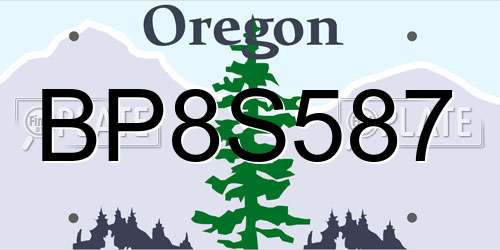 BP8S587 Oregon License Plate