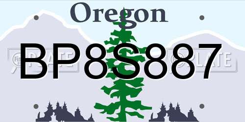 BP8S887 Oregon License Plate