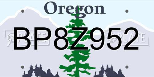 BP8Z952 Oregon License Plate