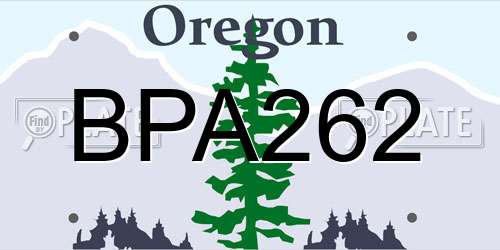 BPA262 Oregon License Plate