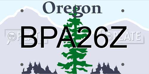 BPA26Z Oregon License Plate