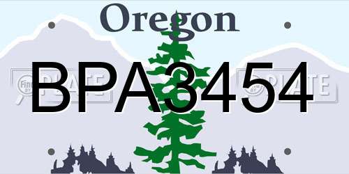 BPA3454 Oregon License Plate