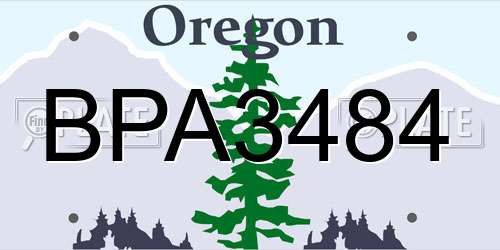 BPA3484 Oregon License Plate