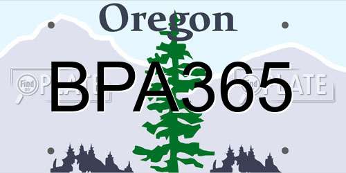 BPA365 Oregon License Plate