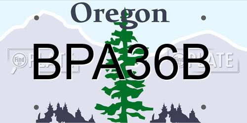 BPA36B Oregon License Plate