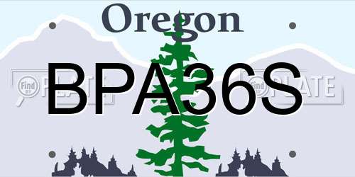 BPA36S Oregon License Plate