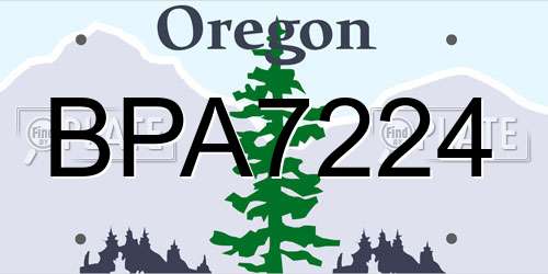 BPA7224 Oregon License Plate