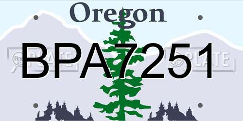 BPA7251 Oregon License Plate