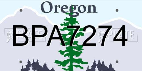 BPA7274 Oregon License Plate