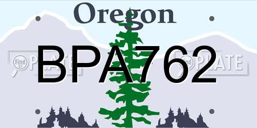 BPA762 Oregon License Plate