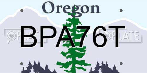 BPA76T Oregon License Plate