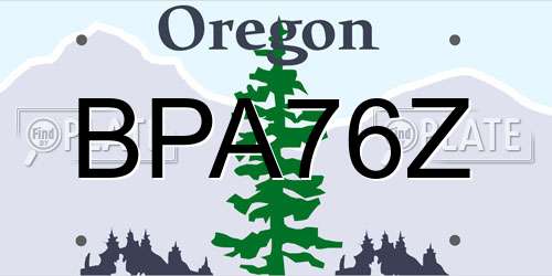 BPA76Z Oregon License Plate
