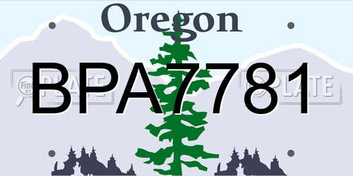 BPA7781 Oregon License Plate