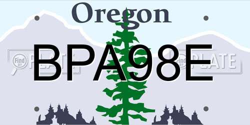 BPA98E Oregon License Plate