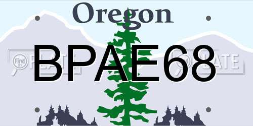 BPAE68 Oregon License Plate