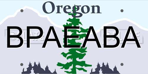 BPAEABA Oregon License Plate