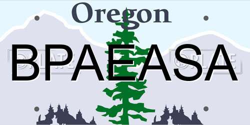 BPAEASA Oregon License Plate
