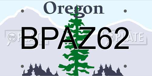 BPAZ62 Oregon License Plate