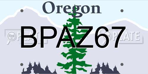 BPAZ67 Oregon License Plate
