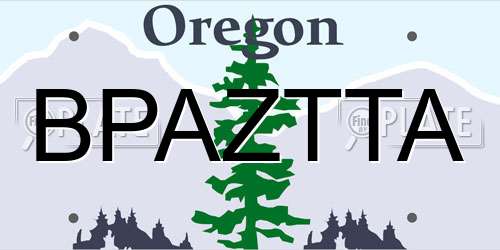 BPAZTTA Oregon License Plate