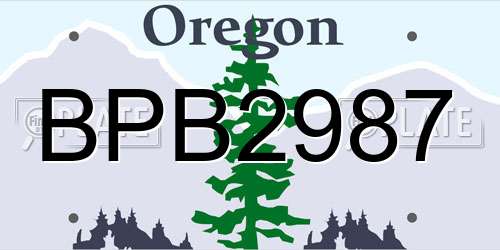 BPB2987 Oregon License Plate