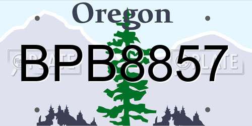 BPB8857 Oregon License Plate