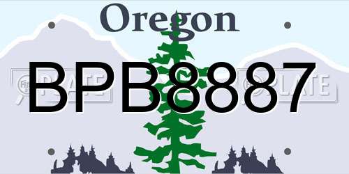 BPB8887 Oregon License Plate