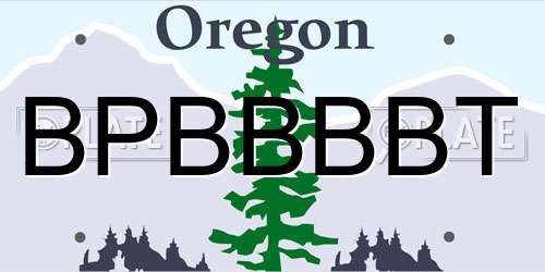 BPBBBBT Oregon License Plate