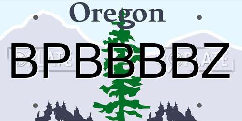 BPBBBBZ Oregon License Plate