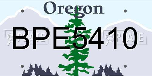 BPE5410 Oregon License Plate