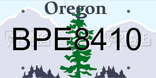 BPE8410 Oregon License Plate