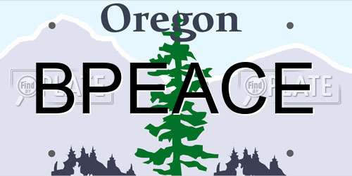 BPEACE Oregon License Plate