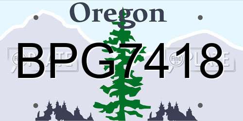 BPG7418 Oregon License Plate
