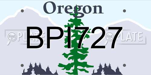 BPI727 Oregon License Plate