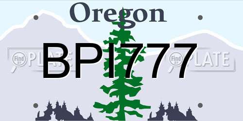 BPI777 Oregon License Plate