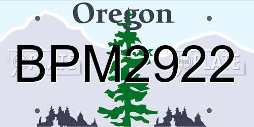 BPM2922 Oregon License Plate