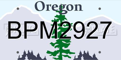 BPM2927 Oregon License Plate