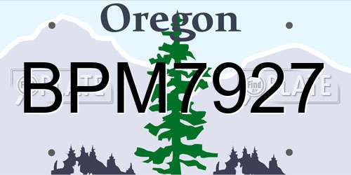 BPM7927 Oregon License Plate