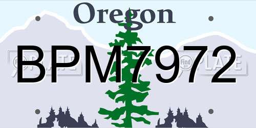 BPM7972 Oregon License Plate