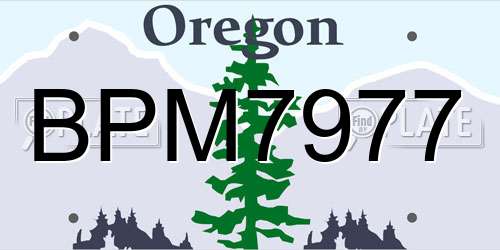 BPM7977 Oregon License Plate